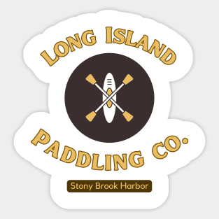 Long Island Paddling Co. Yellow and Brown Lettering with Kayak Graphic Sticker